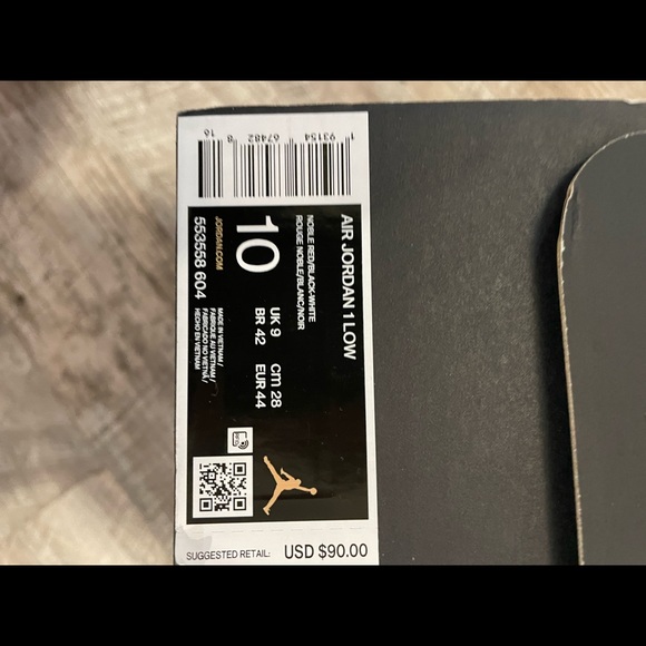 Nike Men’s Air Jordan Retro 1 Low Noble Red White Black 553558-604 Size 10 - Picture 10 of 10